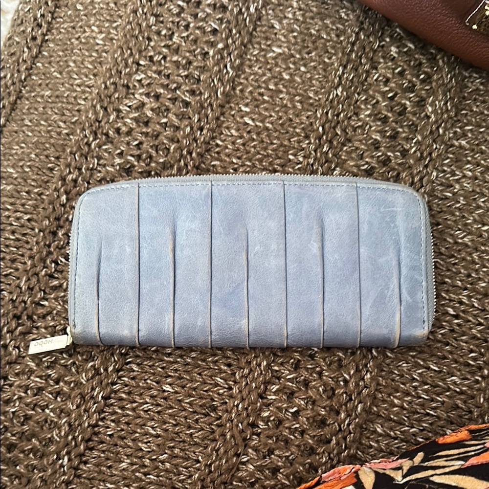 Chic Blue leather hobo wallet